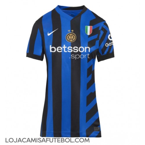 Camisa de Futebol Inter Milan Equipamento Principal Mulheres 2024-25 Manga Curta